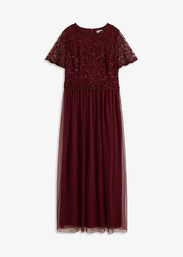 Maxikleid aus feinem Tüll mit Paillettenstickerei in rot von vorne - bonprix Maxikleid aus feinem Tüll mit Paillettenstickerei in rot von vorne - bonprix