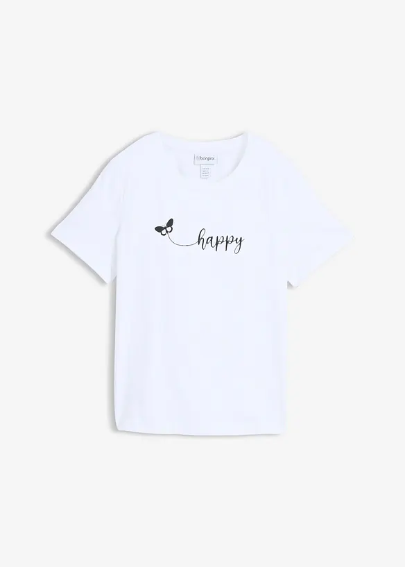 T-Shirt aus reiner Baumwolle in weiß von vorne - bonprix