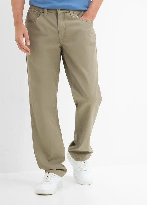 Regular Fit Twillhose aus reiner Baumwolle, Straight in grün von vorne - bonprix