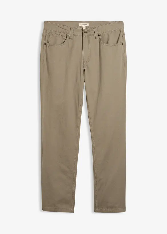 Regular Fit Twillhose aus reiner Baumwolle, Straight in grün von vorne - bonprix
