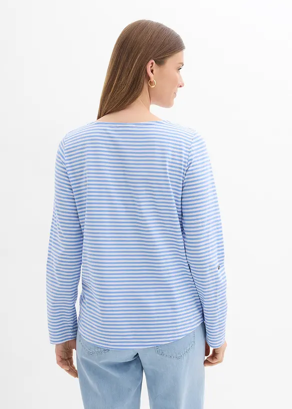 Langarmshirt aus reiner Baumwolle in blau von hinten (im Anschnitt) - bonprix Langarmshirt aus reiner Baumwolle in blau von hinten (im Anschnitt) - bonprix