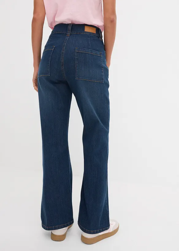 Straight-Jeans High Waist, Stretch in blau von hinten - bonprix Straight-Jeans High Waist, Stretch in blau von hinten - bonprix