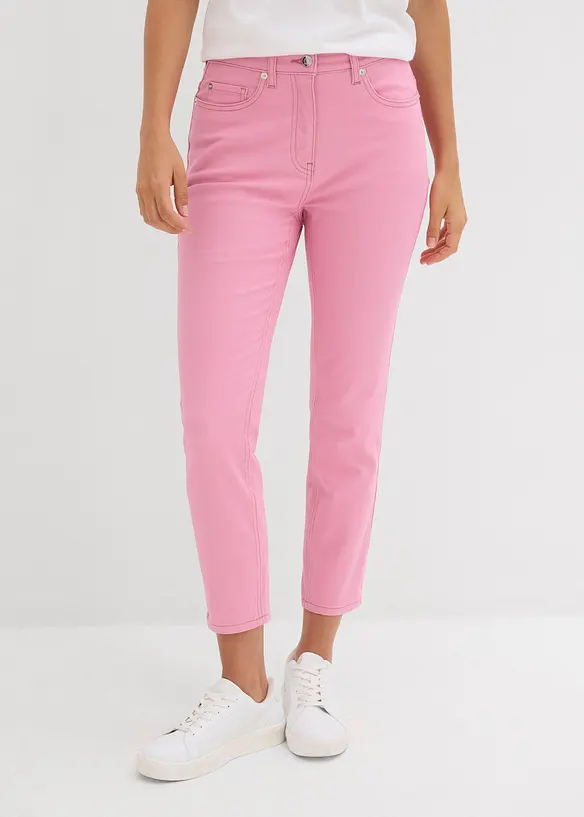7/8-Hose aus elatischem Baumwoll-Mix in rosa von vorne - bonprix