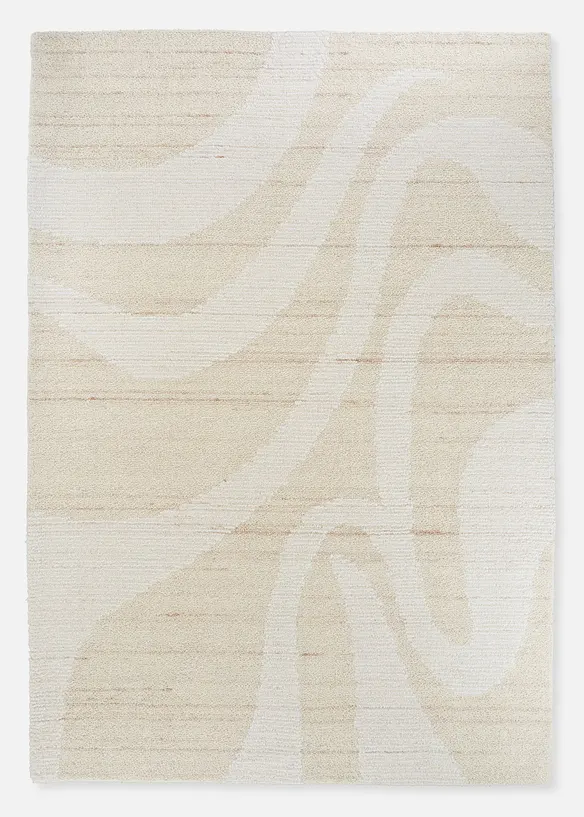Natur-Teppich mit graphischer Musterung in beige von vorne - bonprix