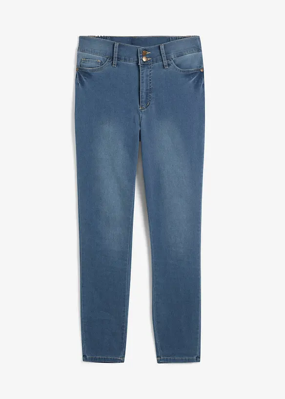 Slim-Fit-Jeans High Waist, Super Stretch in blau von vorne - bonprix Slim-Fit-Jeans High Waist, Super Stretch in blau von vorne - bonprix
