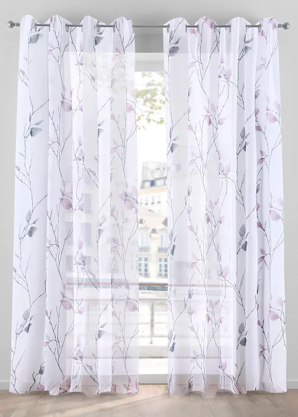 Transparente Gardine aus feinem Voile, auch in extra lang (1er Pack) in rosa - bonprix