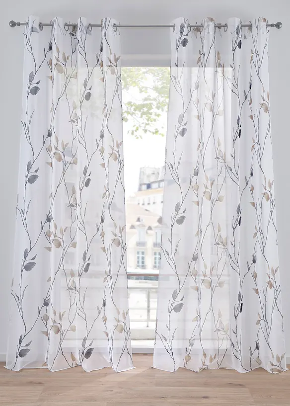 Transparente Gardine aus feinem Voile, auch in extra lang (1er Pack) in beige - bonprix