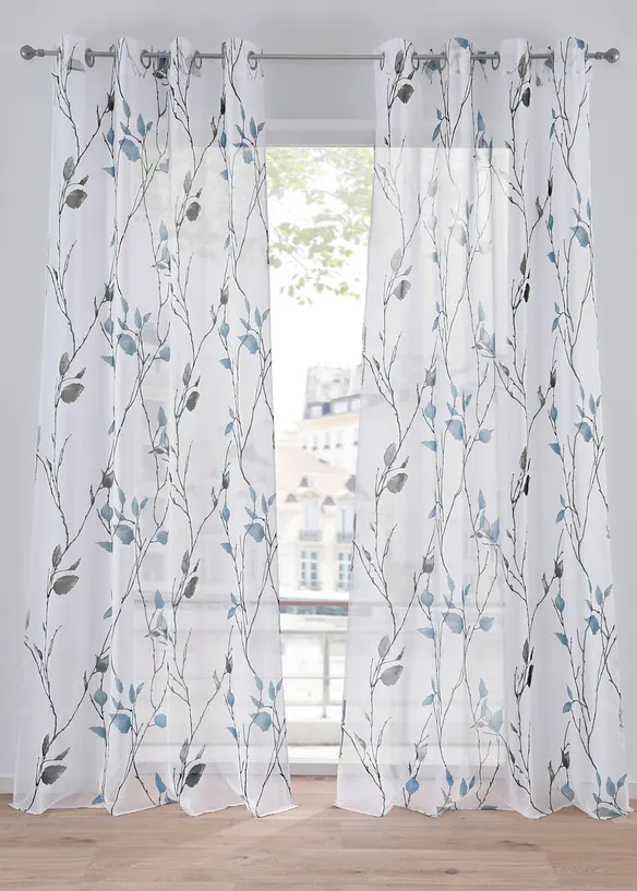 Transparente Gardine aus feinem Voile, auch in extra lang (1er Pack) in blau - bonprix
