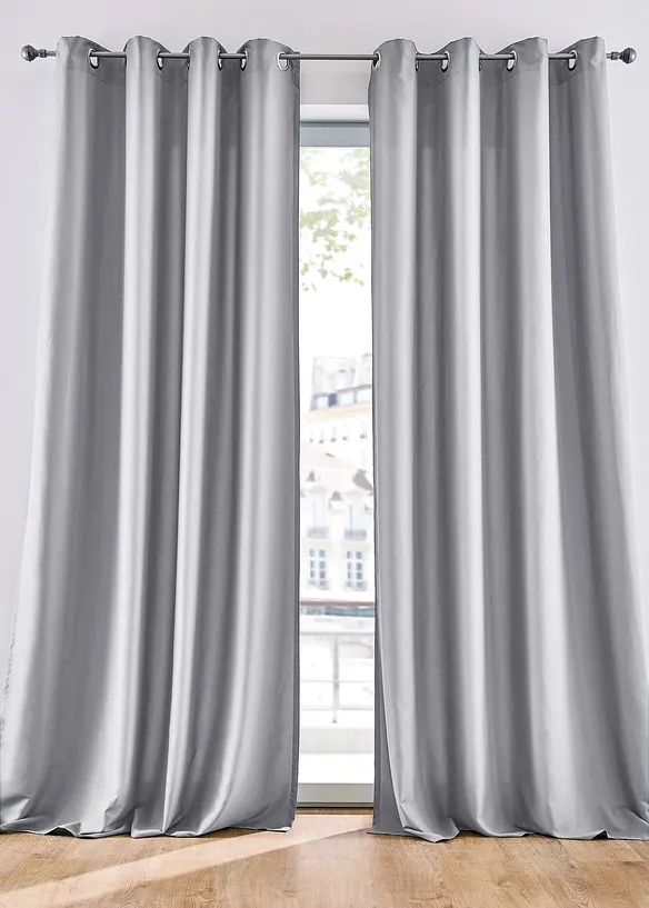 Pflegeleichte Vorhänge mit recyceltem Polyester(2er Pack) in grau - bonprix