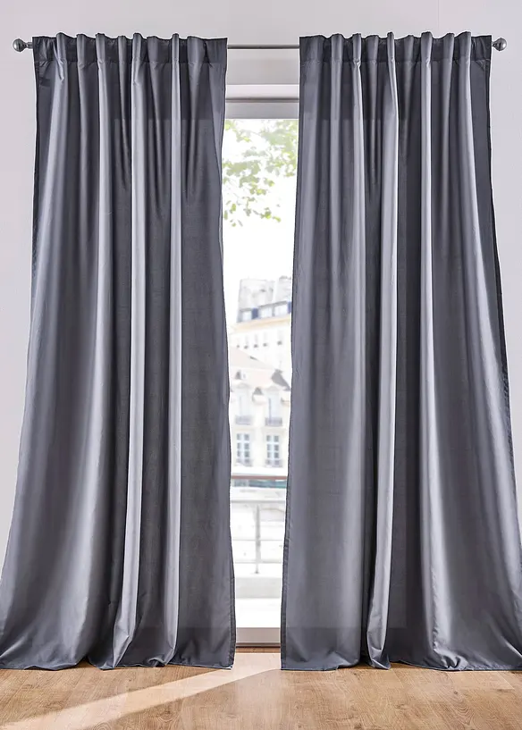 Blickdichter Vorhang aus Microfaser (2er Pack) in grau - bonprix