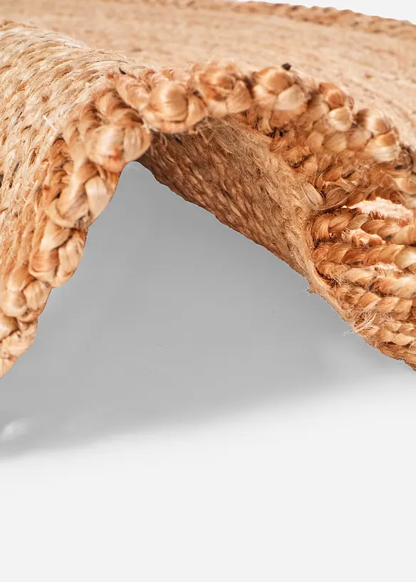 Runder Kelim-Teppich mit Fransen in beige (Detailaufnahme) - bonprix