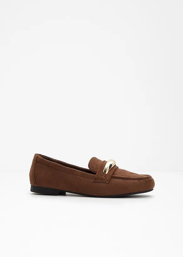 Loafer mit Metallic-Details in braun - bonprix