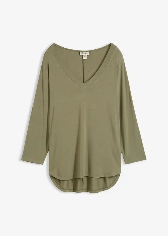 Shirt aus fließendem Viskose-Mix in grün von vorne - bonprix Shirt aus fließendem Viskose-Mix in grün von vorne - bonprix