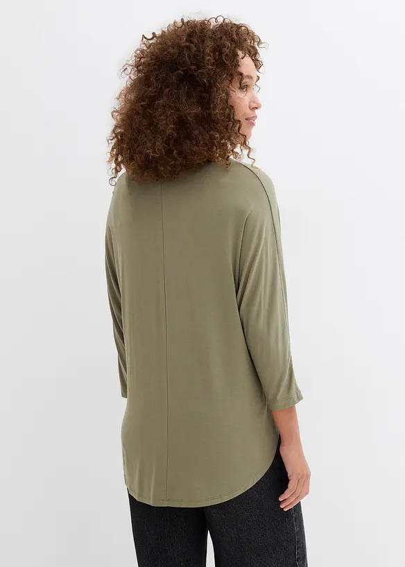 Shirt aus fließendem Viskose-Mix in grün von hinten (im Anschnitt) - bonprix Shirt aus fließendem Viskose-Mix in grün von hinten (im Anschnitt) - bonprix