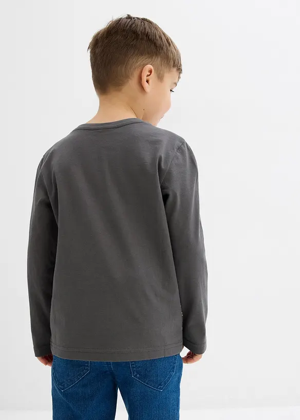 Langarmshirt aus reiner Bio-Baumwolle in grau von hinten (im Anschnitt) - bonprix