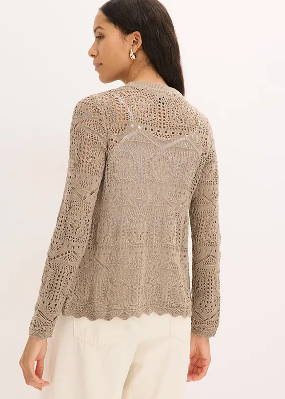 Ajour-Strickjacke in braun von hinten (im Anschnitt) - bonprix Ajour-Strickjacke in braun von hinten (im Anschnitt) - bonprix