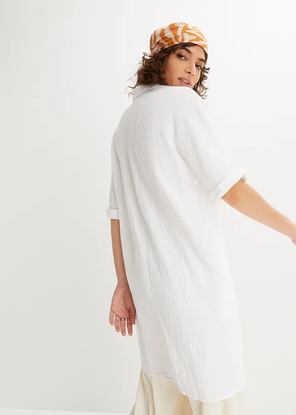 Musselin-Oversize-Longbluse aus reiner Baumwolle in weiß von hinten (im Anschnitt) - bonprix Musselin-Oversize-Longbluse aus reiner Baumwolle in weiß von hinten (im Anschnitt) - bonprix