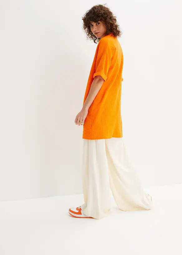 Musselin-Oversize-Longbluse aus reiner Baumwolle in orange von hinten (im Anschnitt) - bonprix Musselin-Oversize-Longbluse aus reiner Baumwolle in orange von hinten (im Anschnitt) - bonprix