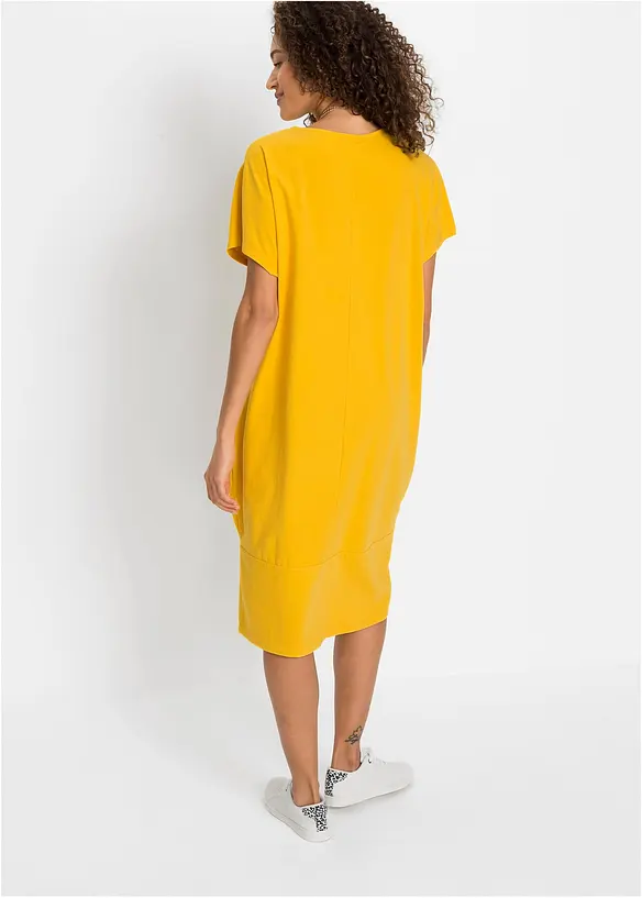 Jerseykleid mit Taschen in gelb von hinten (Totalaufnahme) - bonprix Jerseykleid mit Taschen in gelb von hinten (Totalaufnahme) - bonprix