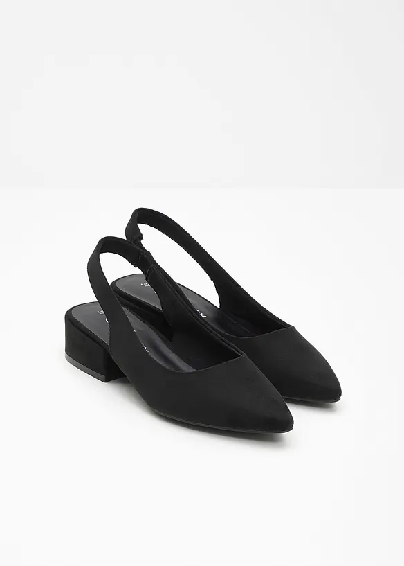 Slingpumps mit flachem Absatz in schwarz - bonprix
