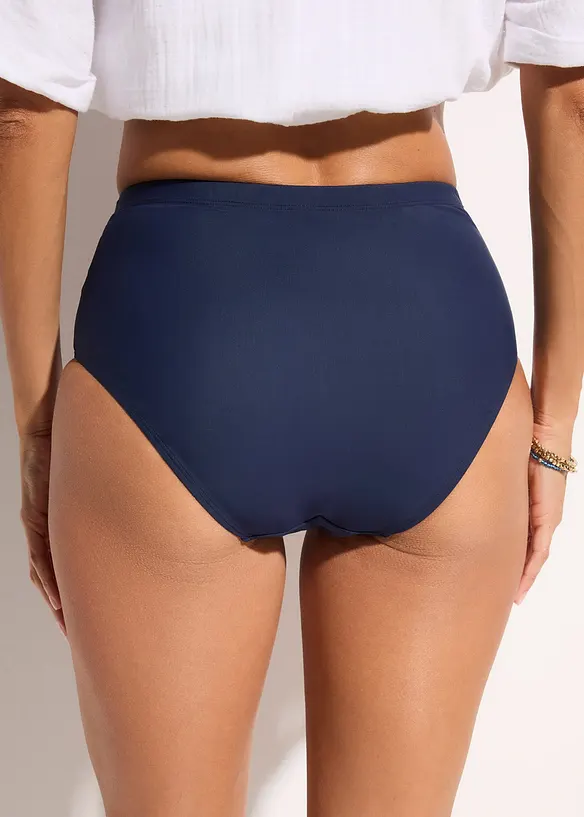 Light Highwaist Shape-Bikinihose mit Raffung in blau von hinten - bonprix