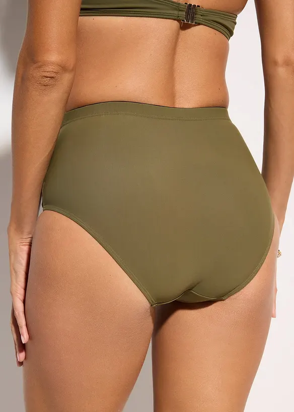 Light Highwaist Shape-Bikinihose mit Raffung in grün von hinten - bonprix