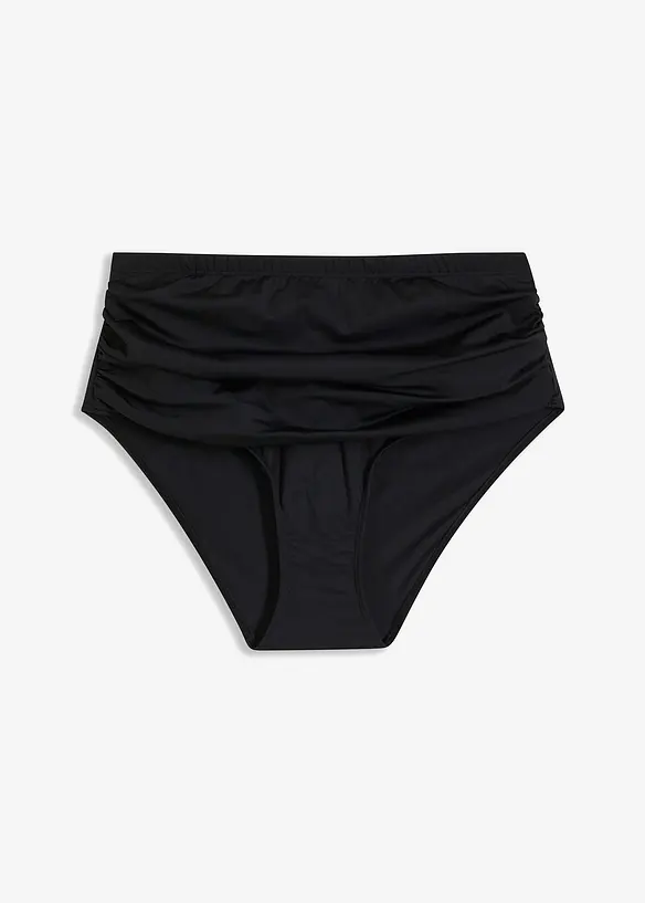 Light Highwaist Shape-Bikinihose mit Raffung in schwarz von vorne - bonprix