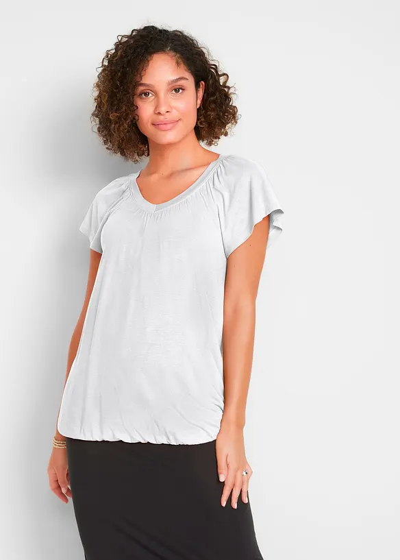 Shirt aus Viskose-Mix in weiß von vorne (im Anschnitt) - bonprix