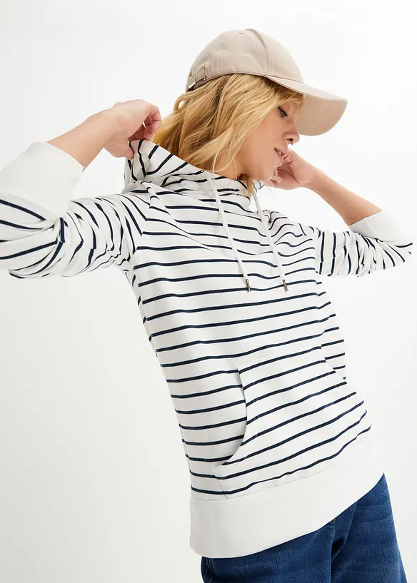 Hoodie aus Baumwoll-Mix in weiß von vorne (im Anschnitt) - bonprix Hoodie aus Baumwoll-Mix in weiß von vorne (im Anschnitt) - bonprix