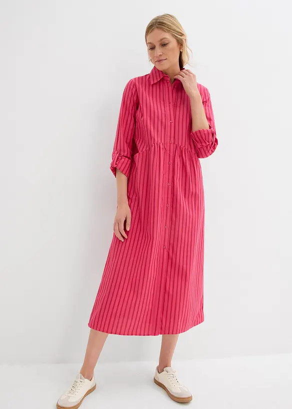 Kleid aus reiner Baumwolle in rot von vorne (Totalaufnahme) - bonprix Kleid aus reiner Baumwolle in rot von vorne (Totalaufnahme) - bonprix