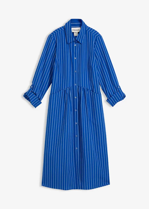 Kleid aus reiner Baumwolle in blau von vorne - bonprix