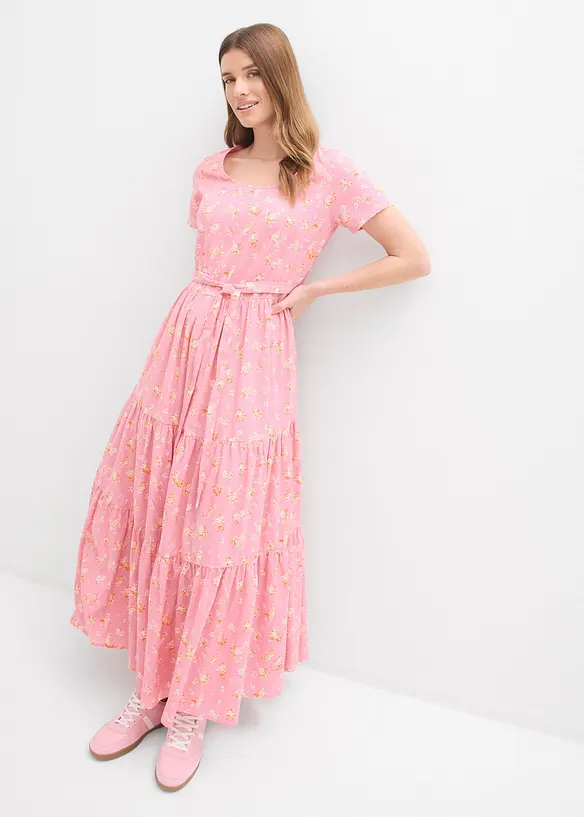 Maxikeid aus reiner Baumwolle in rosa von vorne (Totalaufnahme) - bonprix Maxikeid aus reiner Baumwolle in rosa von vorne (Totalaufnahme) - bonprix