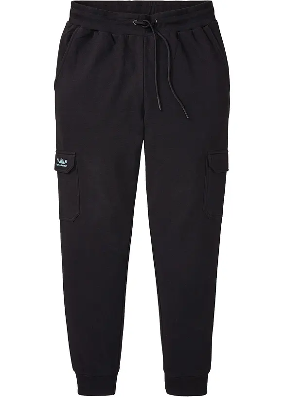 Cargo-Jogginghose in Regular Fit in schwarz von vorne - bonprix
