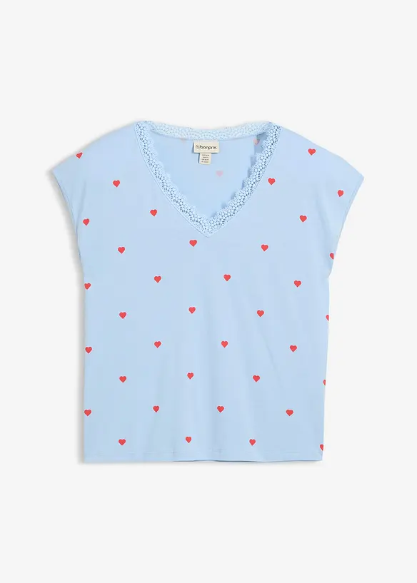 Shirt aus reiner Baumwolle in blau von vorne - bonprix