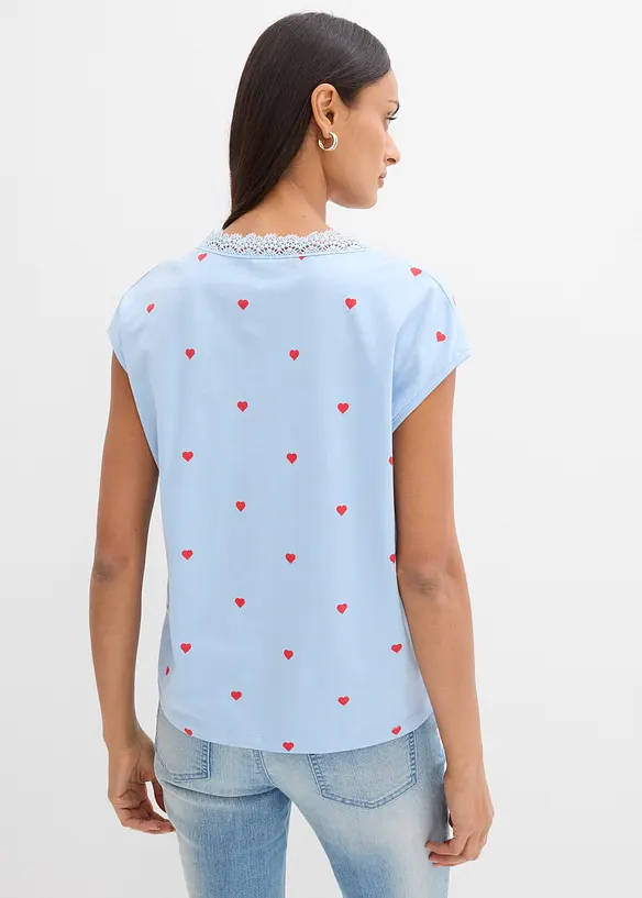 Shirt aus reiner Baumwolle in blau von hinten (im Anschnitt) - bonprix