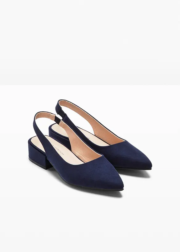 Slingpumps mit flachem Absatz in blau - bonprix