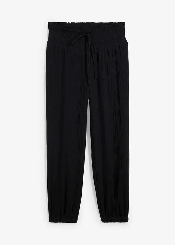 Musselin-Hose aus reiner Baumwolle in schwarz von vorne - bonprix Musselin-Hose aus reiner Baumwolle in schwarz von vorne - bonprix