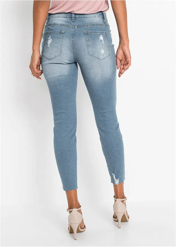 Skinny-Jeans Low Waist, cropped in blau von hinten - bonprix Skinny-Jeans Low Waist, cropped in blau von hinten - bonprix