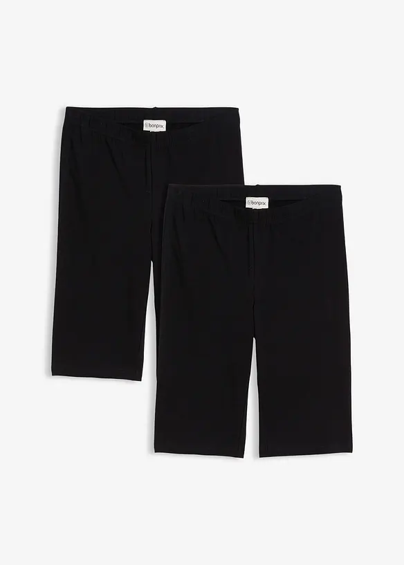 Lange Radlerhose (2er Pack) in schwarz von vorne - bonprix Lange Radlerhose (2er Pack) in schwarz von vorne - bonprix