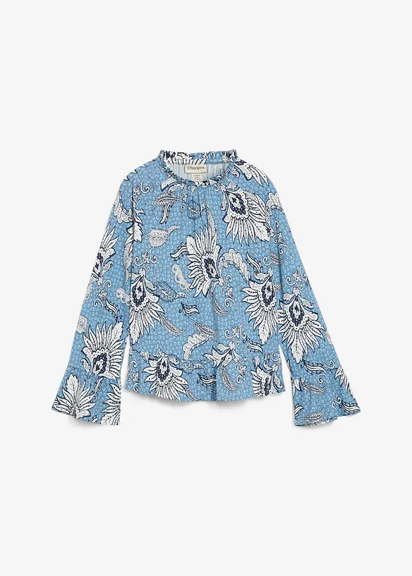 Shirtbluse aus softem Modal-Mix in blau von vorne - bonprix Shirtbluse aus softem Modal-Mix in blau von vorne - bonprix