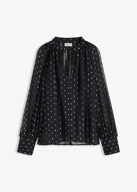Transparente Schlupfbluse in schwarz von vorne - bonprix Transparente Schlupfbluse in schwarz von vorne - bonprix