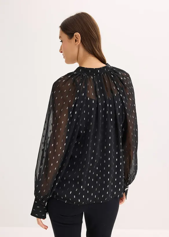 Transparente Schlupfbluse in schwarz von hinten (im Anschnitt) - bonprix Transparente Schlupfbluse in schwarz von hinten (im Anschnitt) - bonprix