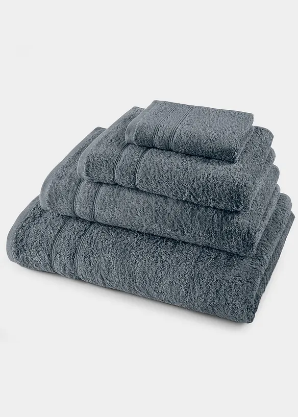 Baumwoll-Handtuch Deluxe in grau - bonprix