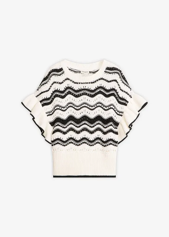 Strickshirt aus reiner Baumwolle in weiß von vorne - bonprix Strickshirt aus reiner Baumwolle in weiß von vorne - bonprix