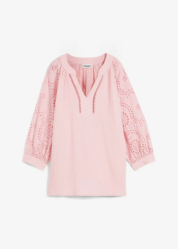 Tunikabluse aus luftigem Musselin in rosa von vorne - bonprix Tunikabluse aus luftigem Musselin in rosa von vorne - bonprix