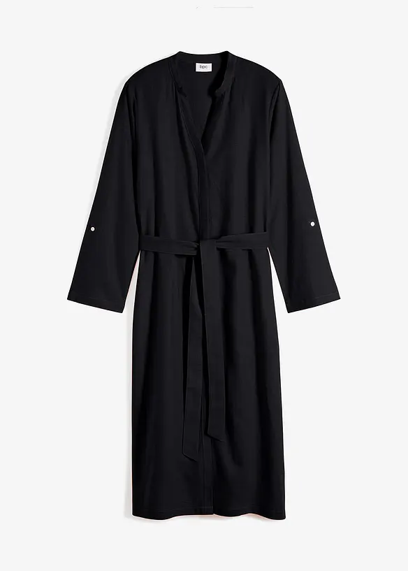 Kleid mit Taschen aus Leinen-Viskose-Mix in schwarz von vorne - bonprix