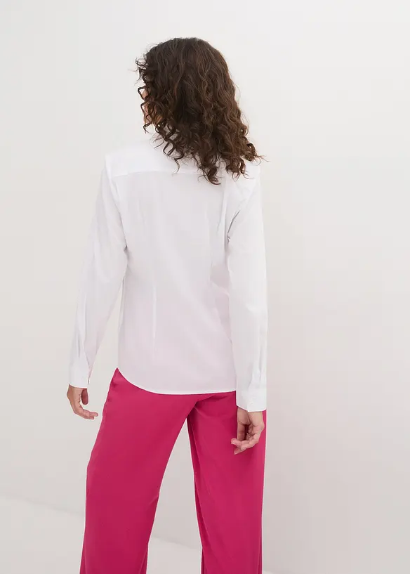 Hemdbluse aus festem Popeline in weiß von hinten (im Anschnitt) - bonprix
