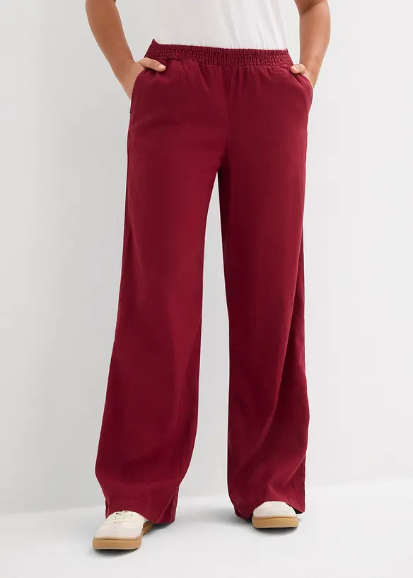 Palazzo-Hose aus Leinen-Viskose-Mix in rot von vorne - bonprix Palazzo-Hose aus Leinen-Viskose-Mix in rot von vorne - bonprix