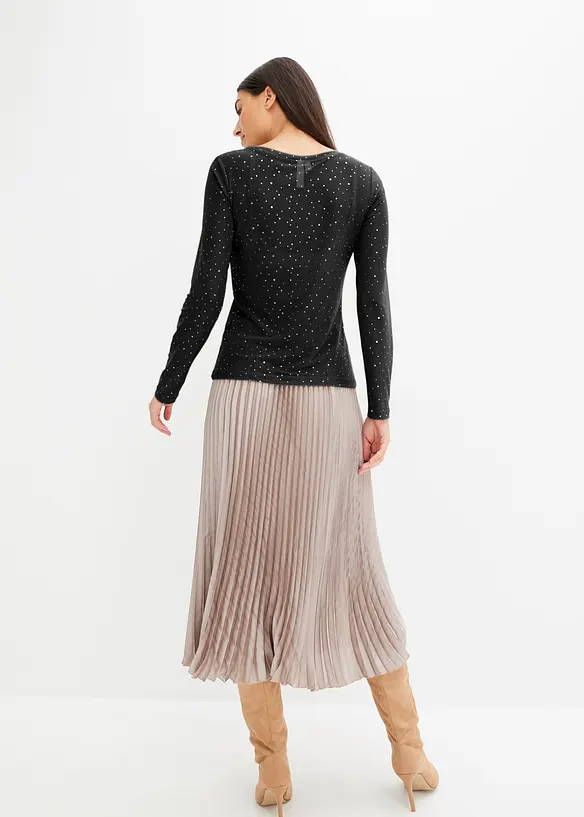 Langarmshirt mit Glitzerapplikationen in schwarz von hinten (im Anschnitt) - bonprix Langarmshirt mit Glitzerapplikationen in schwarz von hinten (im Anschnitt) - bonprix