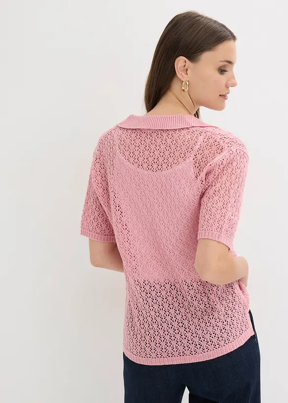 Ajour-Pullover in rosa von hinten (im Anschnitt) - bonprix Ajour-Pullover in rosa von hinten (im Anschnitt) - bonprix